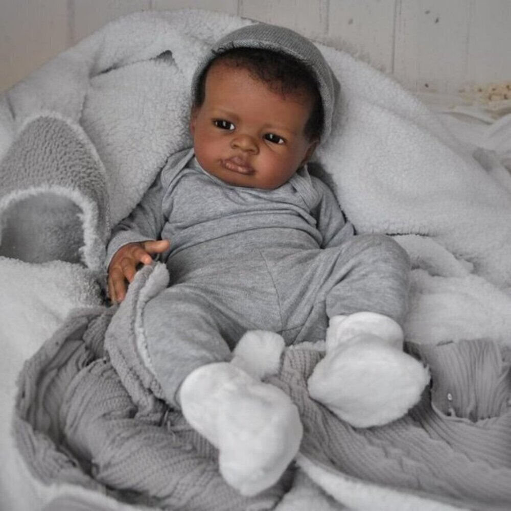 20" Realistic Reborn Baby Doll – Black Boy, Soft Weighted Body, Lifelike